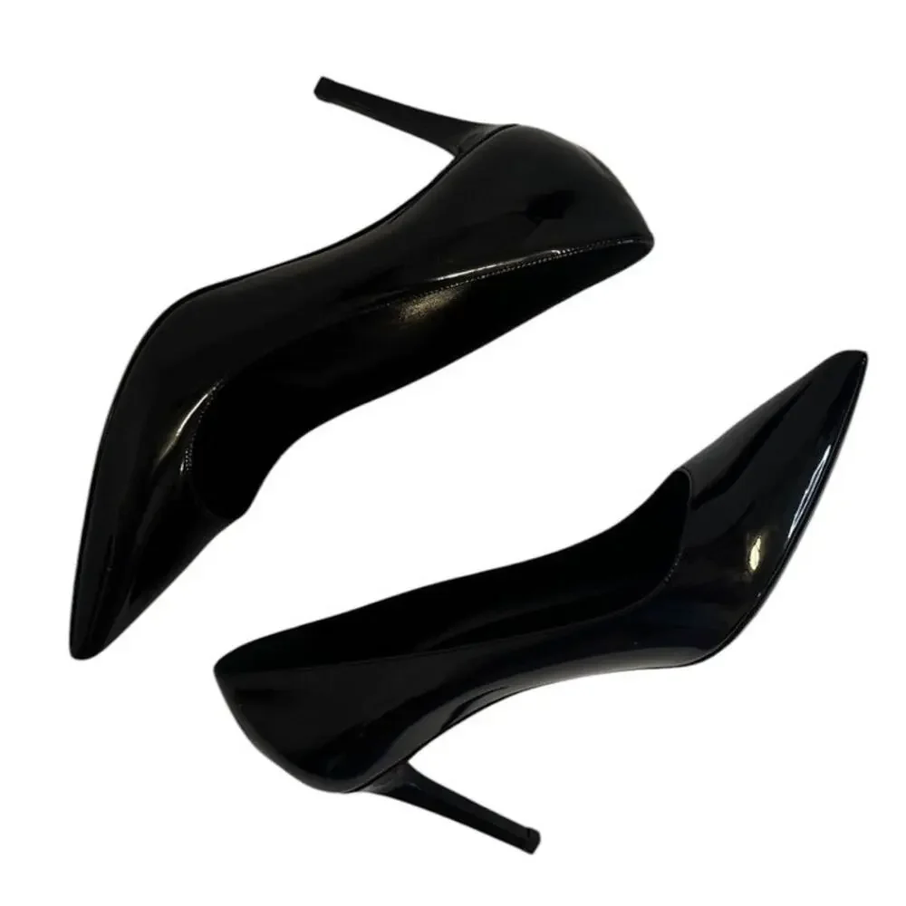 Saint Laurent Black Patent Leather Pointed Toe Heels Size 40 - Picture 8 of 12